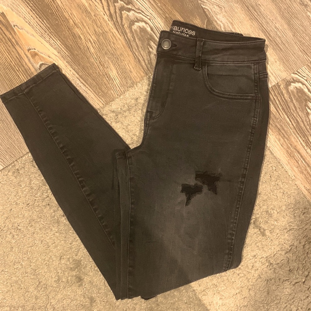 Maurices Distressed Black High Rise Skinny Jeans